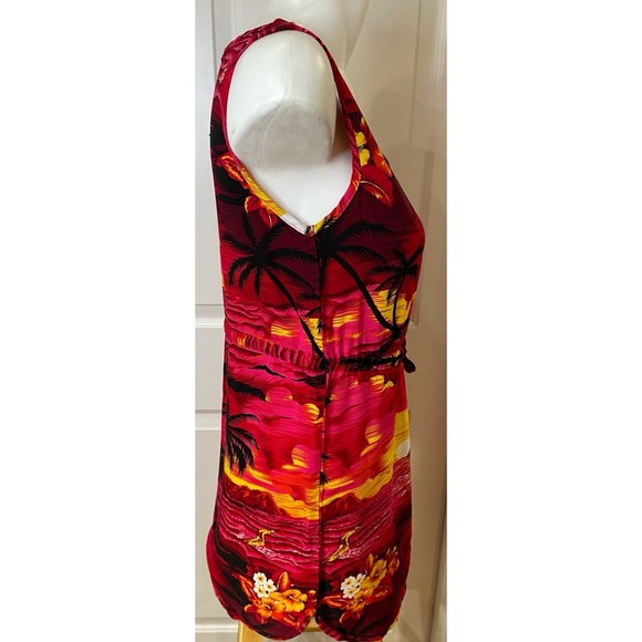 Palmwave Hawaii Womens Size Small Rayon Sundress Red Yellow Surfing Floral Print - Picture 2 of 7